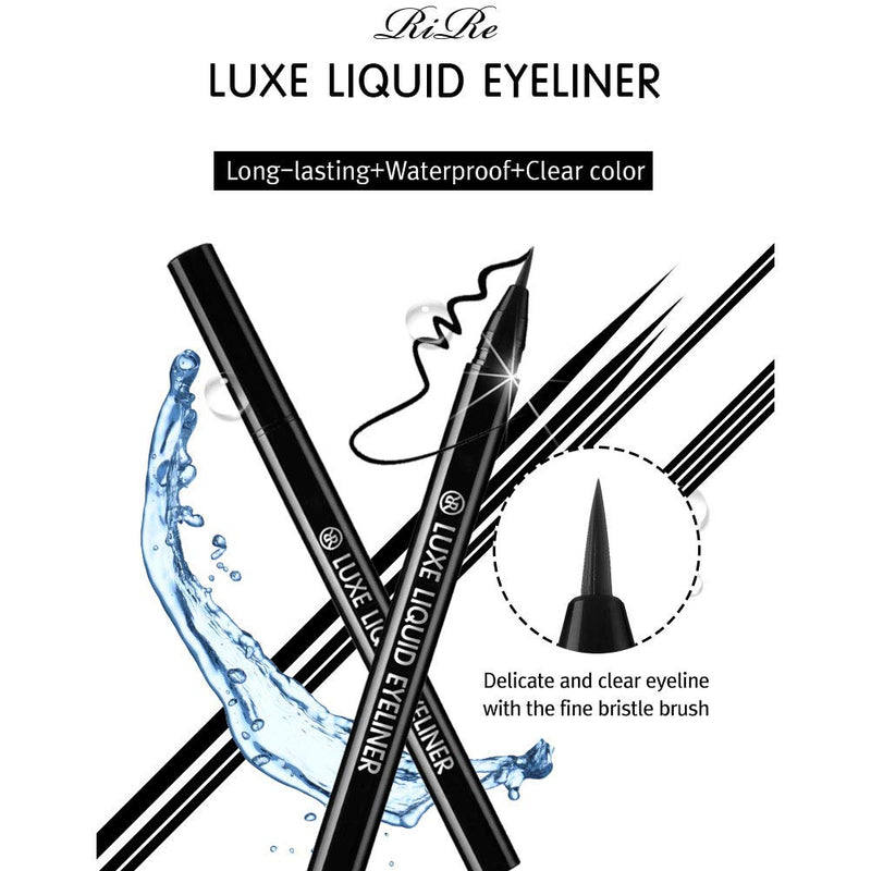 RiRe Luxe Liquid Eyeliner (Pack of 2) Eye Makeup, Waterproof, Long-lasting,Clear color (#01 Real Black) #01 Real Black - BeesActive Australia