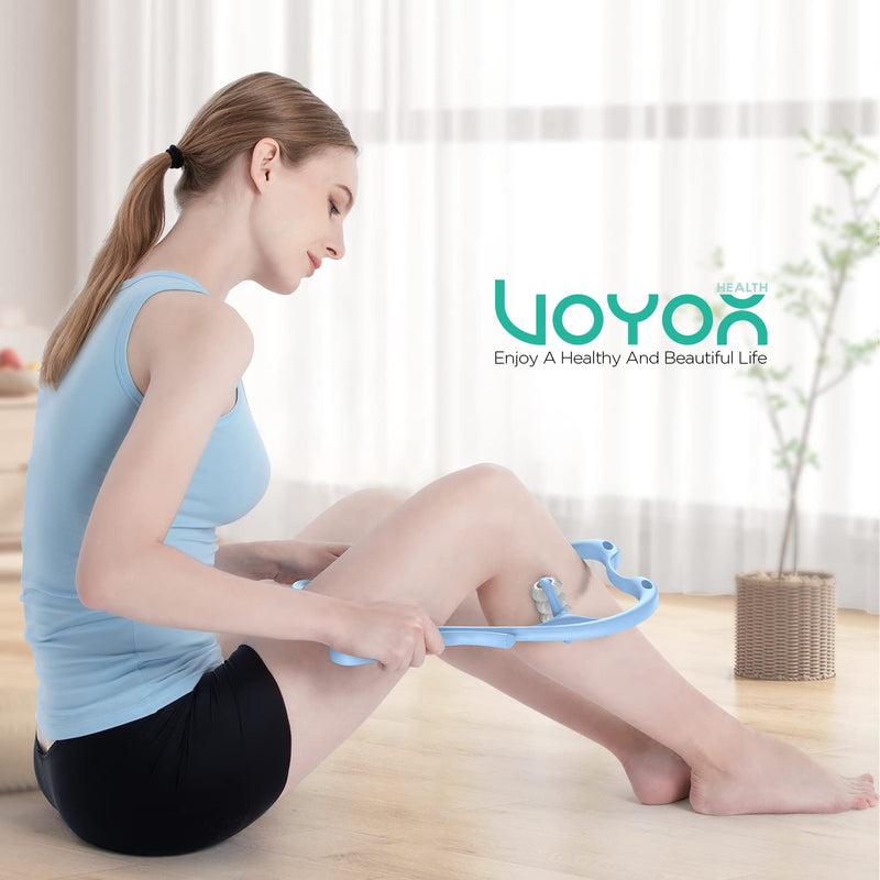 VOYOR Neck Massager Roller, Handheld Neck Massager for Neck Pain Shoulder Legs Muscle Relief, Deep Tissue Shiatsu Massage with 8 Pressure Trigger Point Balls, Lightweight & Portable MS410 (Blue) - BeesActive Australia