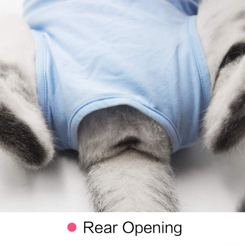 LIANZIMAU Cat Surgery Recovery Suit for Surgical Abdominal Wounds Home Indoor Pet Clothing E-Collar Alternative for Cats After Surgery Pajama Suit Medium (Pack of 1) Blue - BeesActive Australia