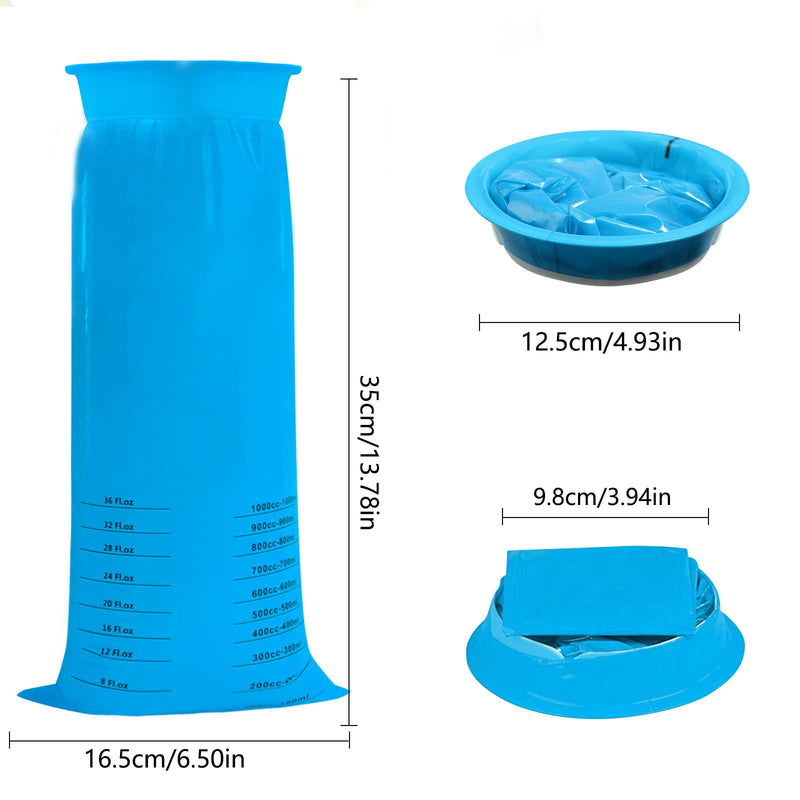 12 Pack Vomit Bags, 1000ml Disposable Emesis Bags Barf Bags with Snap, High Density Portable Aircraft & Car Sickness Bag Leakproof Nausea Bags for Travel Motion Sickness Kids Pregnant Woman Hospital Blue - BeesActive Australia