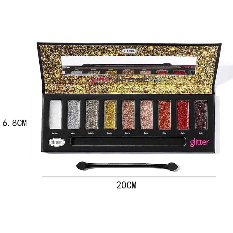 Eyret Glitter Eyeshadow Palette 9 Colors Metallic Shiny Party Eyeshadows Diamond Highly Pigments Eyeshadow Cosmetics for Women and Girls - BeesActive Australia