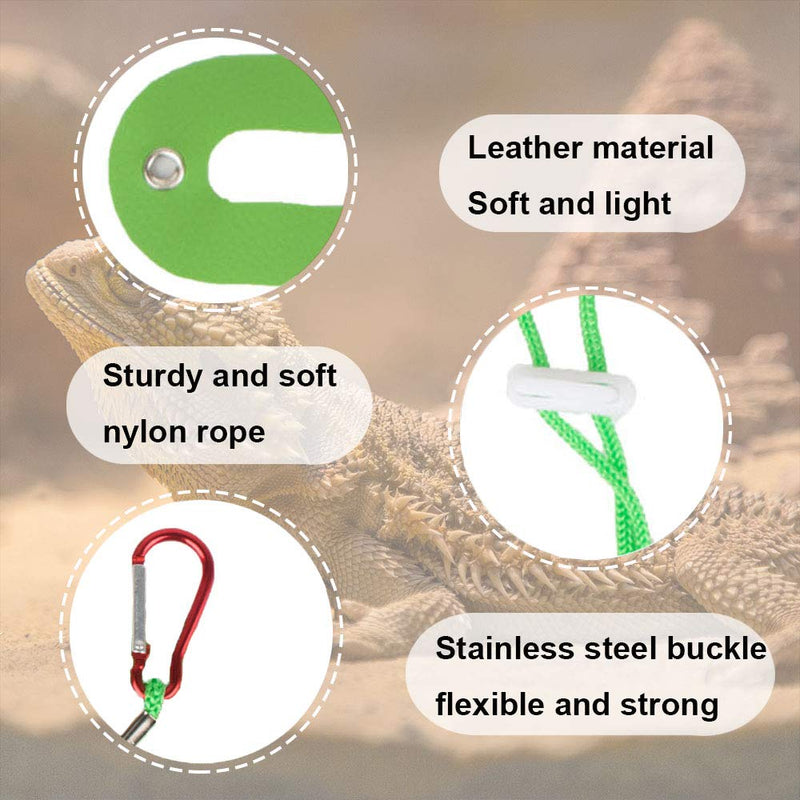 ADOGGYGO Christmas Bearded Dragon Santa Hat Scarf Lizard Leash Harness Set - Lizard Christmas Costume Christmas Scarf and Hat + 3 Pack Bearded Dragon Harness Leash for Reptile Christmas Green & Red - BeesActive Australia