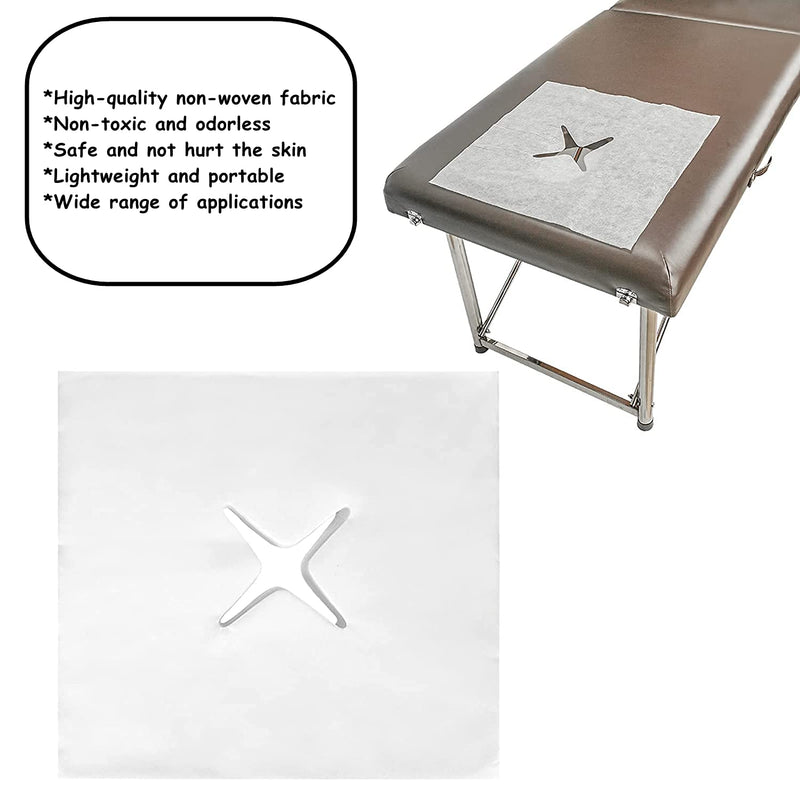 200Pcs Disposable Non-Woven Massage Table Face Cradle Hole Covers, Soft Skin-Friendly Fabric Face X-Shaped Hole Mat Headrest Cover Pillow Towel Protector for SPA Beauty Salon Tattoo/40cm*40cm - BeesActive Australia