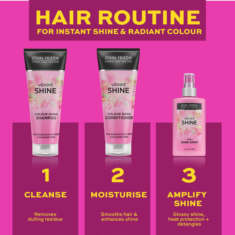 John Frieda Vibrant Shine Weightless Detangling Heat Protection 3-in-1 Spray 150ml, White - BeesActive Australia