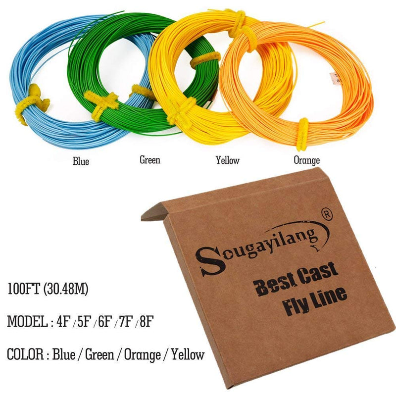 Sougayilang Fly Line 100FT Floating Weight Forward for Fly Fishing Blue 8ft - BeesActive Australia