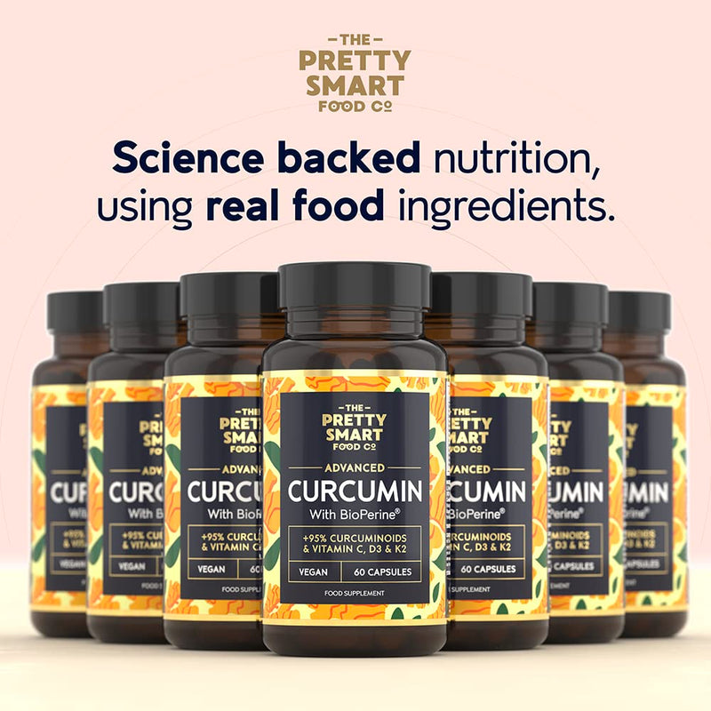 Powerful Curcumin 95 & BioPerine - Turmeric Capsules High Strength with Black Pepper - High Absorption 95% Curcuminoids - With D3, K2, Coconut & Botanicals - 60 Capsules (not tablets) - Made in The UK - BeesActive Australia