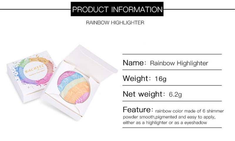 FantasyDay Pro 6 Colors 3D Baked Rainbow Highlighter Eyeshadow Makeup Palette Cosmetic Blusher Shimmer Powder Contouring Kit Unicorn Blush #2 - BeesActive Australia