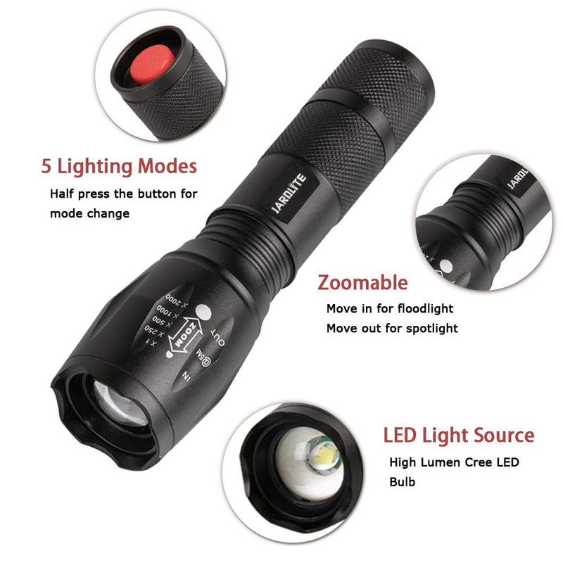 LED Emergency Handheld Flashlight, 4 Pack, Adjustable Focus, Water Resistant with 5 Modes, Best Tactical Torch for Hurricane, Dog Walking, Camping 4pack L1000 - BeesActive Australia