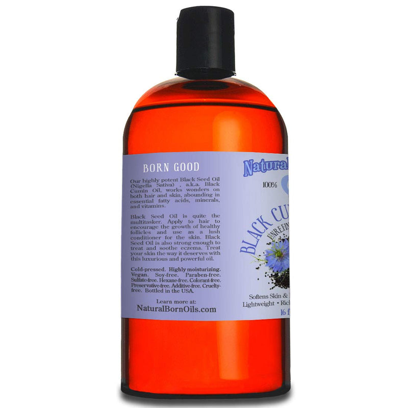 16oz Black Seed Oil, aka Black Cumin, 100% Pure and Natural, Cold Pressed, Unrefined, Organic, For Luxuriously Soft Skin and Hair - Includes Pump & Flip Cap - BeesActive Australia