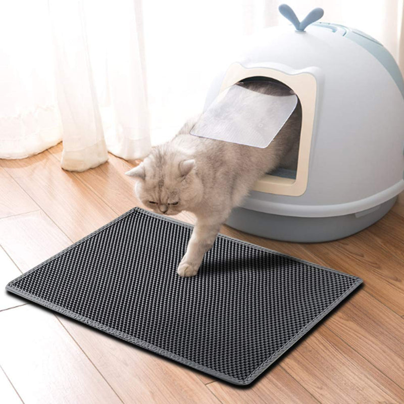kaxionage Cat Litter Mat, Litter Box Mat,Honeycomb Double Layer Trapping Litter Mat Design,Waterproof Urine Proof Kitty Litter Mat,Easy Clean Scatter Control 15" X 24" 1Pack Grey - BeesActive Australia