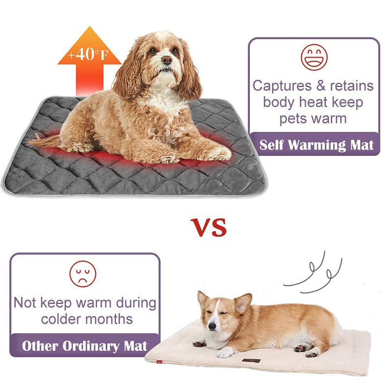 Self Heating Cat Mat Thermal Pet Bed Mat Self-Warming Pet Crate Pad 16"x20" Grey - BeesActive Australia