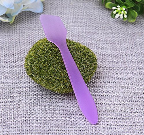 erioctry 100PCS 3.14 8cm Plastic Spatulas Spoon Makeup Cosmetic Frosted Tip Spatula Skin Care Facial Cream Spatula for Mixing and Sampling Beauty Products (Purple) - BeesActive Australia