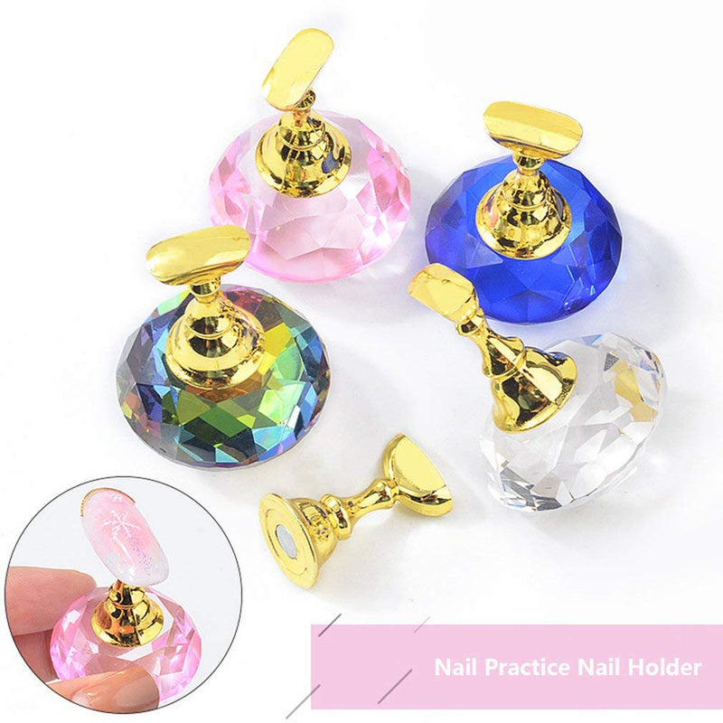 Tvoip 1Pcs Magnetic Nail Holder Practice Training Display Stand Acrylic Crystal Holders Alloy False Nail Tip Salon DIY Manicure Tools - BeesActive Australia