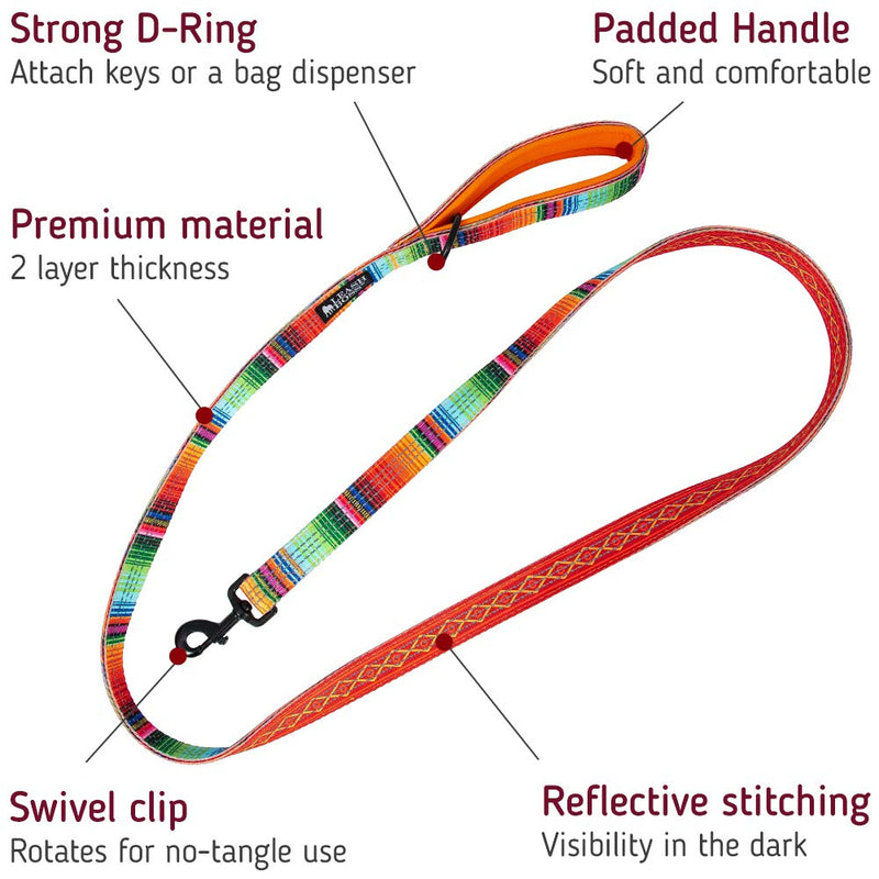 Leashboss Double-Thick 6Ft Reflective Leash with Padded Handle, Pattern Collection, Strong Leash for Large Dogs and Medium Dogs 6 Ft x 1" Wide Orange - Blanket - BeesActive Australia