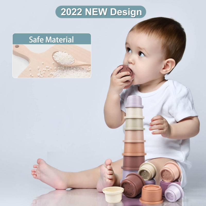 Baby Stacking Toy Cups,Toddler Stackble Bath Toy for 1-3,Nesting Cups Pool Toys for 6-12 Months Infant,Kids Early Educational Montessori Gift for 2-4 Years Old Boys Girls Petal - BeesActive Australia