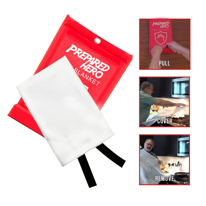 Prepared Hero Emergency Fire Blanket - 1 Pack - Fire Suppression Blanket for Kitchen, 40” x 40” Fire Blanket for Home, Fiberglass Fire Blanket 1-pack - BeesActive Australia