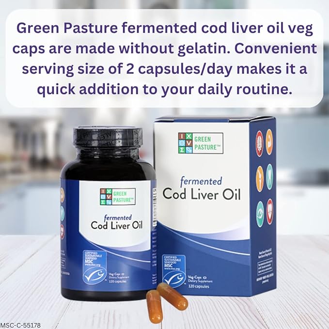 Green Pasture - Fermented Cod Liver Oil - 120 Capsules - BeesActive Australia