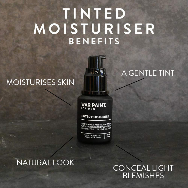 War Paint Men's Tinted Moisturiser - (Shade Light) - 5 Shades available - Makeup Crafted For Men - Cruelty Free Vegan Products - Perfect Tone - Made in The UK - BeesActive Australia
