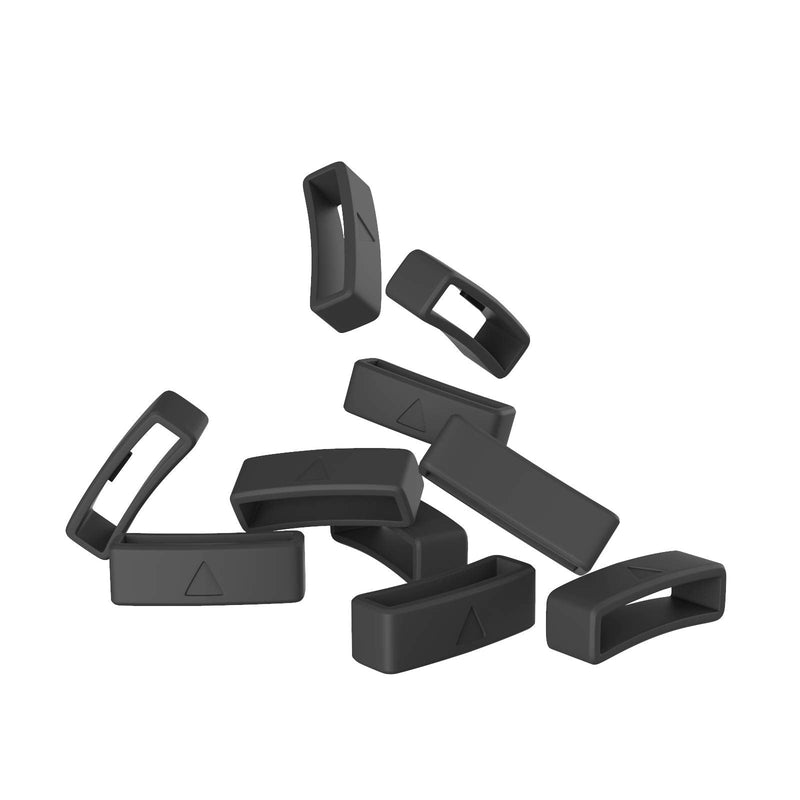 ISABAKE Replacement Fastener Rings Compatible with Forerunner 735XT/Forerunner 235/230/620/630 Band (Pack of 10) Silicone Connector Security Loop for Approach S20 S5 S6 Wristband,Black Black - BeesActive Australia