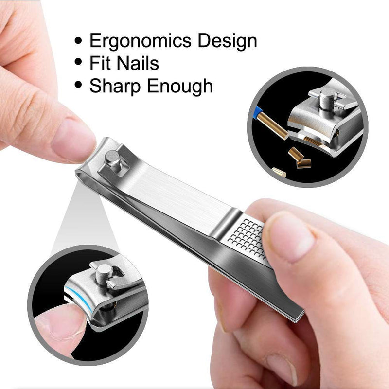 H TING Nail Clippers, Silver Stainless Steel 3 Pcs Nail Clippers Set, Fingernail Clipper &Slant Toenail Clipper Cutters Metal Case, The Best Nail Clipper Gift For Men And Women SET-SILVER - BeesActive Australia