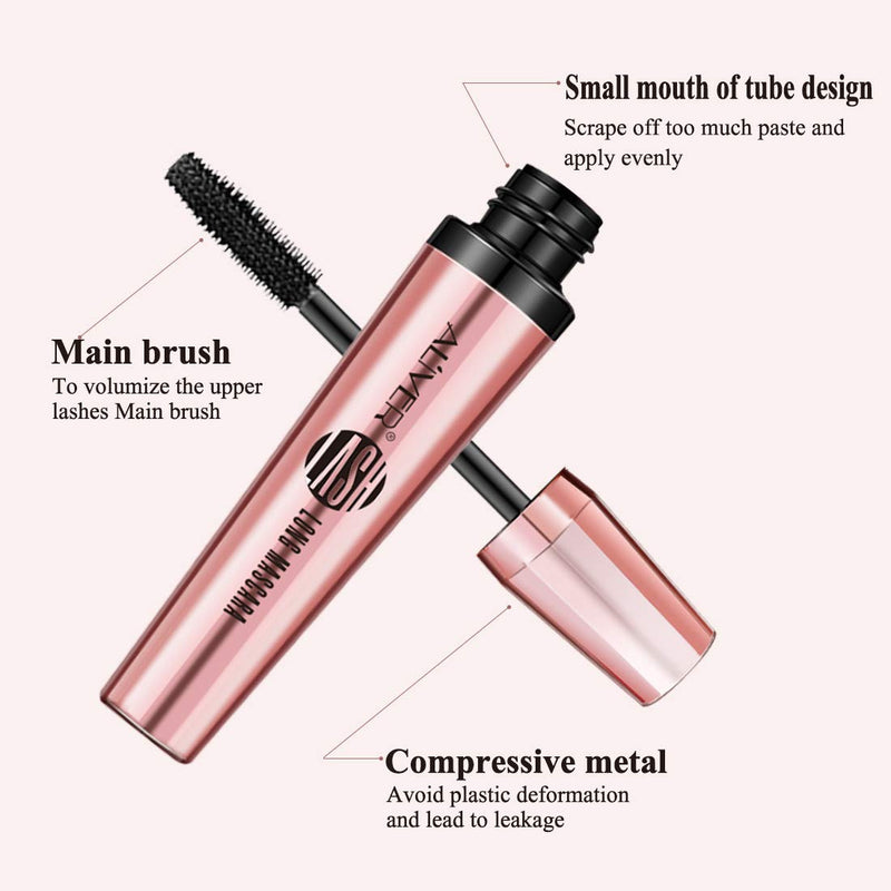 4D Silk Fiber mascara, Waterproof Eyelash Mascara Extra Long Lash Mascara & Eyelash Mascara Waterproof Long-lasting, smudge-proof mascara Natural eye make-up (Black gold) Black gold - BeesActive Australia