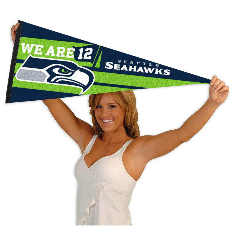 WinCraft Seattle Seahawks We are 12 Pennant Banner Flag - BeesActive Australia