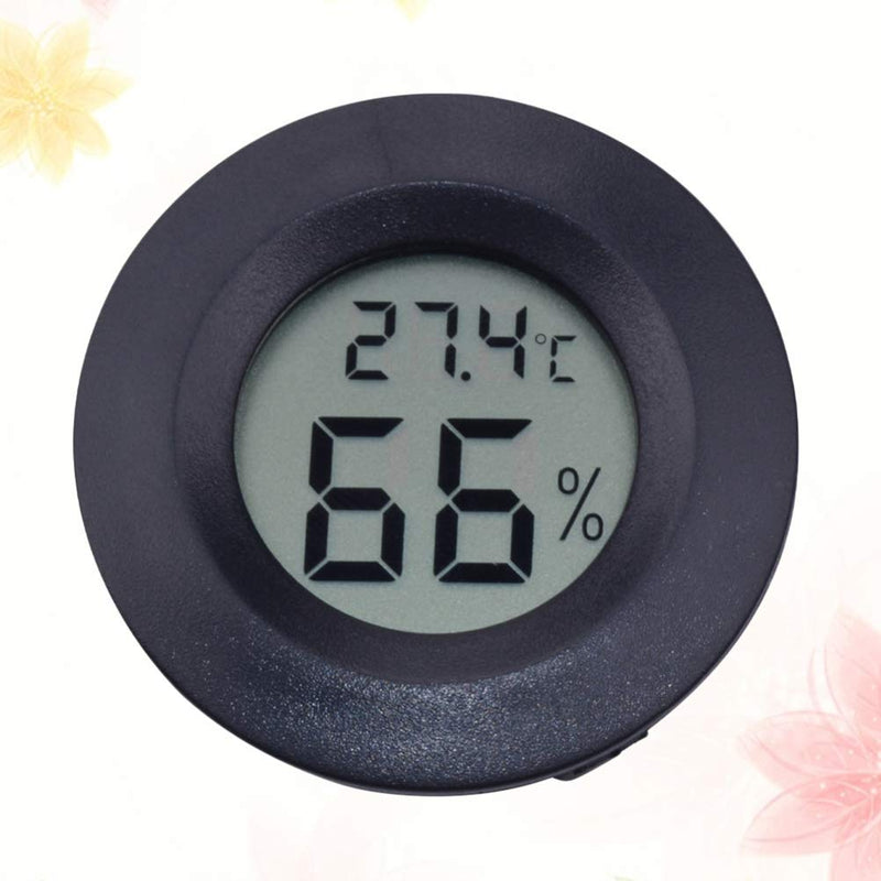 POPETPOP 2Pcs Reptiles Digital Thermometer Hygrometer, Round Shaped Temperature Humidity Meter for Lizard Gecko Snake Frog Turtle Reptiles or Indoor Bedroom Use Black - BeesActive Australia