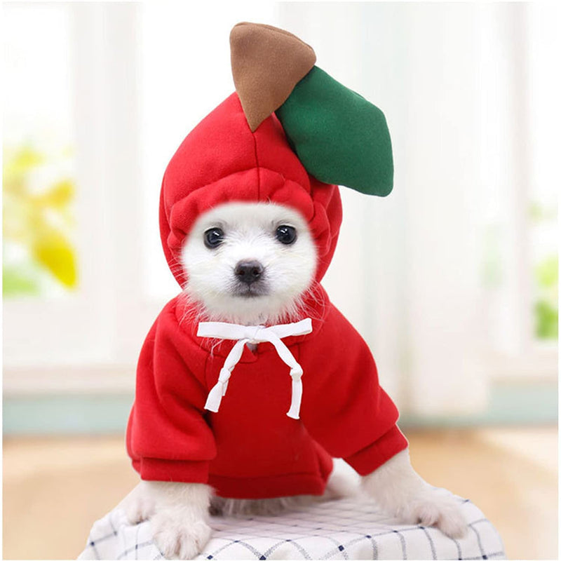 Pet Clothes Dogs Hoodie Sweatshirt - Fruit Shape Cold Weather Clothes Costume Outfit for Puppy Cats Small MediumDog Red Apple Medium - BeesActive Australia