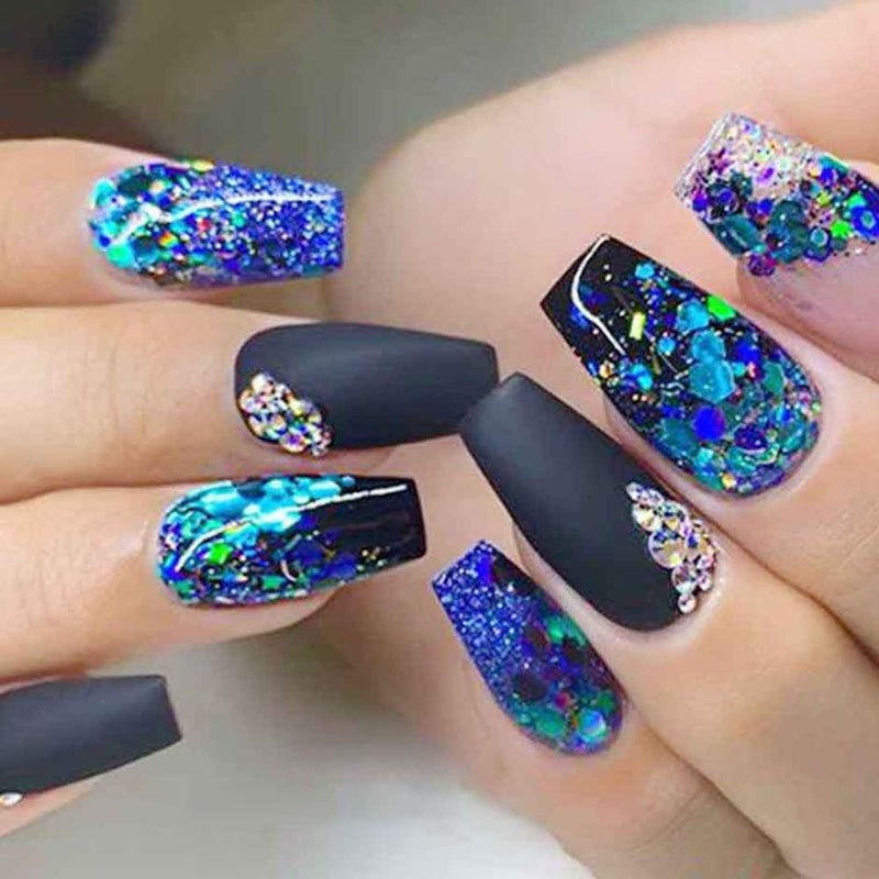 Holographic Nail Art Glitter Acrylic Nail Sequins Mixed Powder Iridescent Flakes Laser Sparkles Nail Tips Decor Crafts Festival for Women Girls DIY Design 6 Boxes - BeesActive Australia