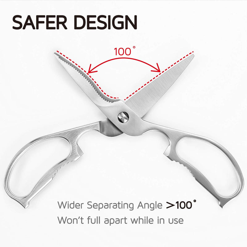 Multipurpose Kitchen Shears by WELLSTAR, Come Apart Heavy Duty German Stainless Steel Food Scissors for Cutting Meat Poultry Chicken Vegetable, Plus Handy Onion Slicing Holder, Gift Box Pack Satin Finish - BeesActive Australia