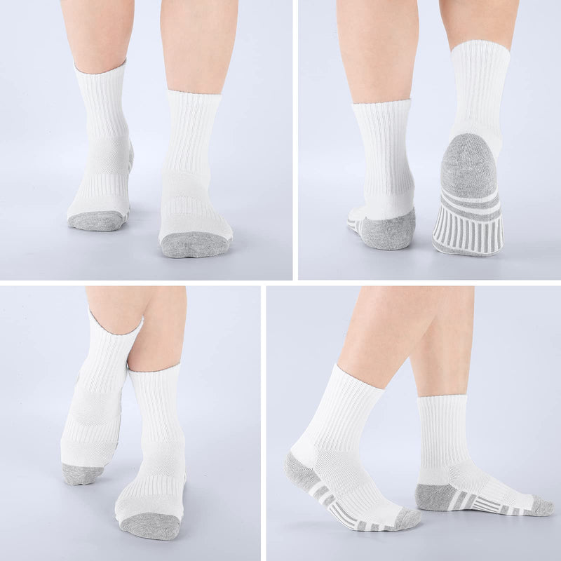 Athletic Socks, Cushioned Running Socks Performance Breathable Crew Socks Wicking Outdoor Sports Socks for Men Women(6 Pairs) 6-9 White_1 - BeesActive Australia