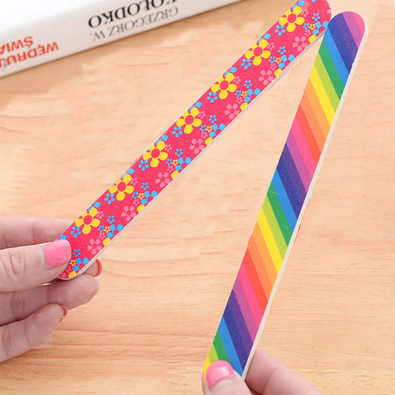 Nail File 10 PCS Professional Double Sided 100/180 Grit Nail Files Emery Board Colorful Manicure Pedicure Tool and Nail Buffering Files - BeesActive Australia