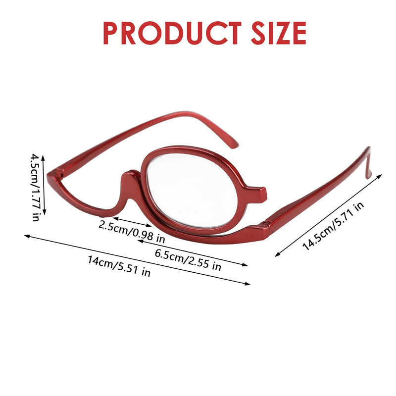 ISOI Makeup Reading Glasses, Magnifying Makeup Glasses with Flip-Down Single Lens, Magnifying Make up Eyeglasses for Presbyopia and Hyperopia, Folding Design Reading Glasses for Women 2.00 Red - BeesActive Australia