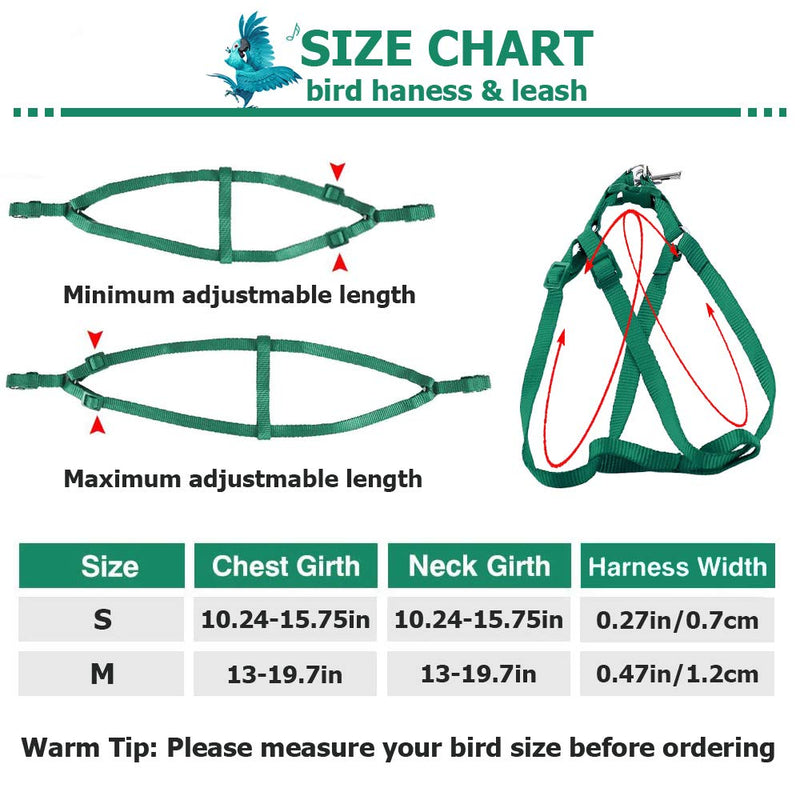ASOCEA Adjustable Bird Harness and Leash for Yellow Naped Amazons Galah Cockatoos Small to Medium Breed Parrots Fits Birds Chest Between26-40cm /10.24-15.75inch - S - BeesActive Australia