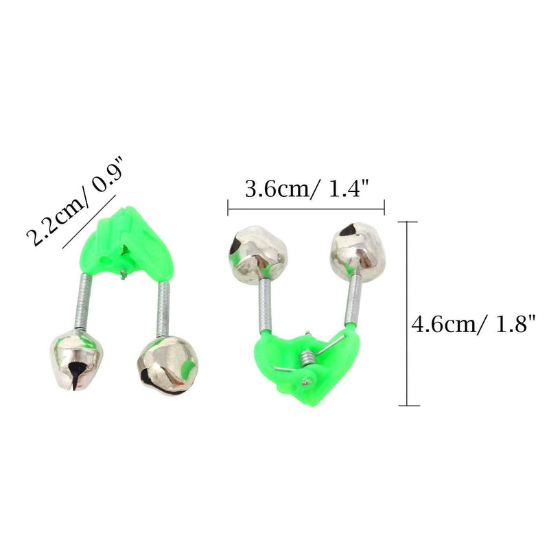 Wingsflying 10 Pcs Fishing Rod Extra Loud Alarm Dual Alert Bell Green Silver Tone - BeesActive Australia