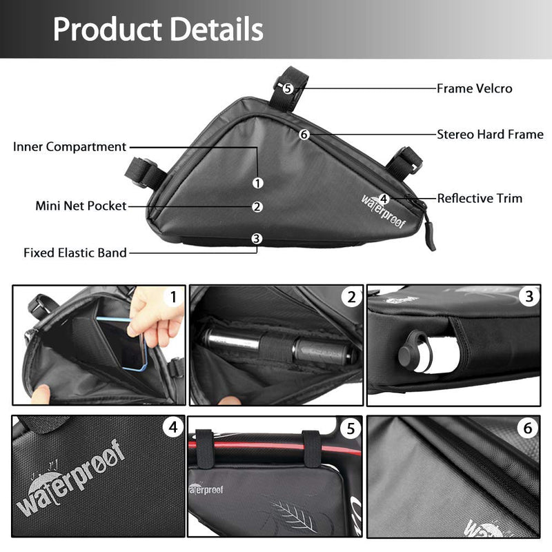 NDakter Bike Pouch, Water-Resistant Bicycle Frame Triangle Storage Bag, Cycling Accessories Pack for Phone, Wallet, Keys, Tools, Use for Road Bikes Mountain Commute Bikes Storage Bag & Tool - BeesActive Australia