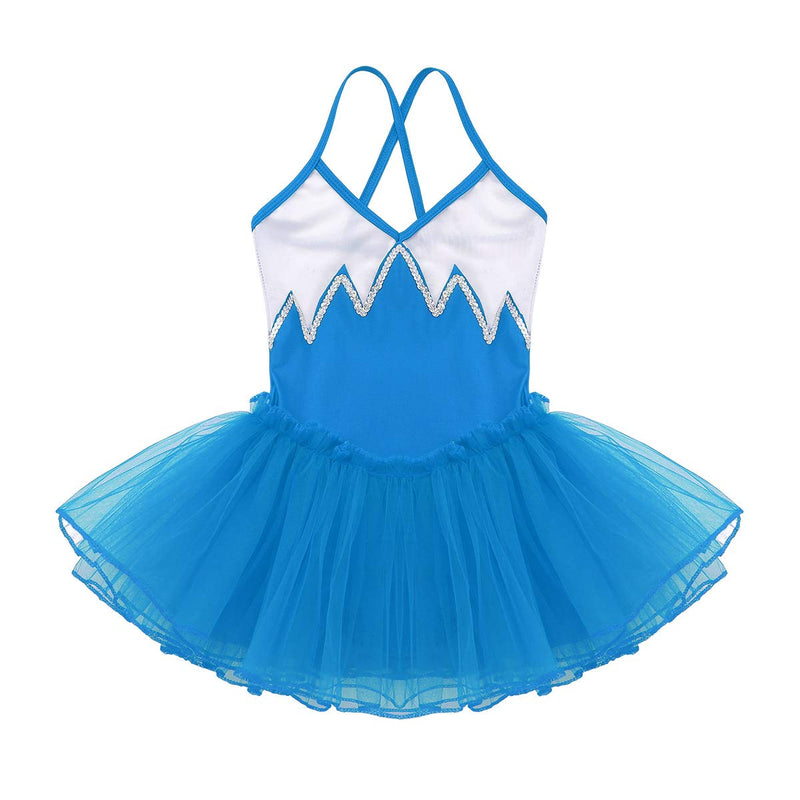 [AUSTRALIA] - ACSUSS Kids Girls Sequins Camisole Ballet Tutu Dress Gymnastics Leotard Bodysuit Dancewear Athletic Dance Dress Light Blue 5 / 6 