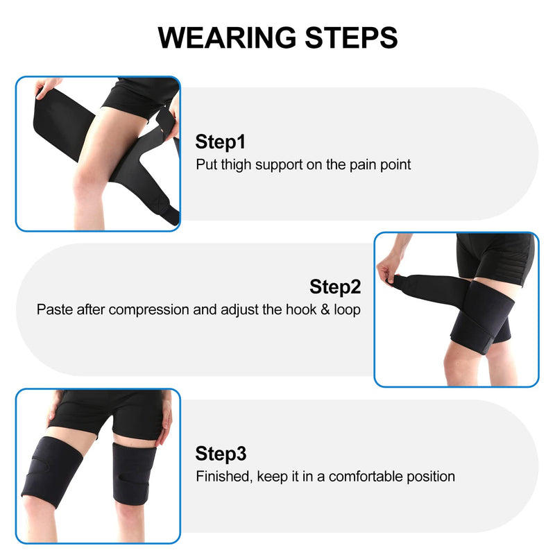 supregear Thigh Wraps Support, Adjustable Compression Neoprene Thigh Sleeve Hamstring Quad Wrap Breathable Non-Slip Upper Leg Brace Leg Slimmer for Women Men Pulled Groin Muscle, Quadriceps, Black, XL - BeesActive Australia