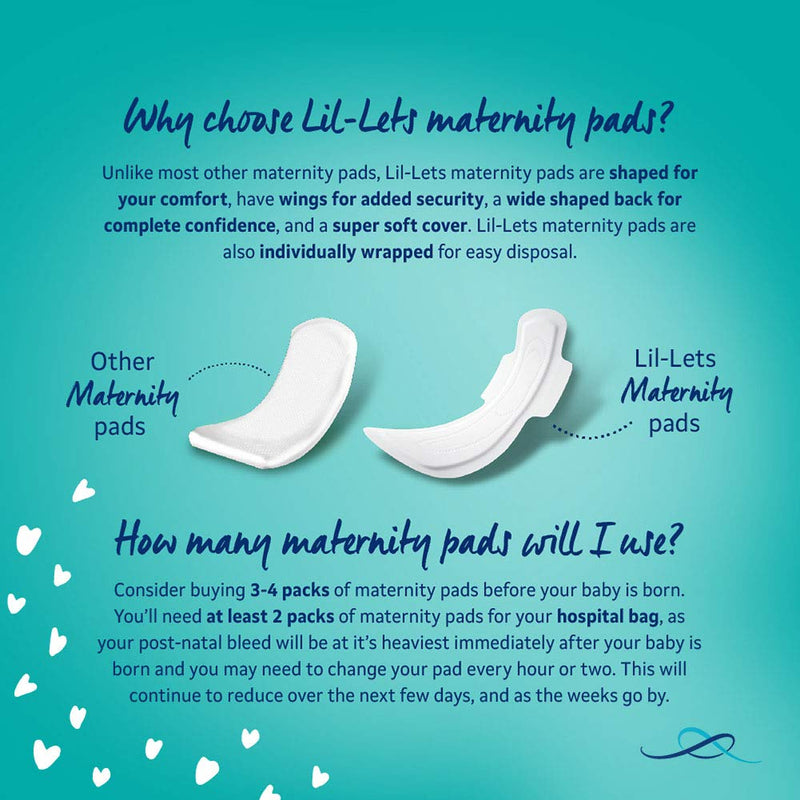 Lil-Lets Maternity Pads, Extra Long Maxi Thick Towels X 30, With Wings, 3 Packs of 10 Pads, Postpartum / After Birth Essential, Super Absorbent for Heavy Flow, Contoured Shape, Fragrance Free Maternity Maxi Pads - BeesActive Australia