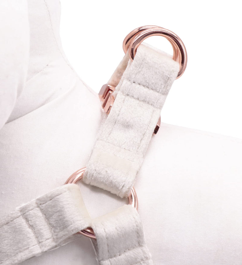 ARING PET Dog Halter Harness, Velvet Dog Harness, No Pull Dog Halter Harness, Adjustable Heavy Duty Dog Harness. Medium White - BeesActive Australia