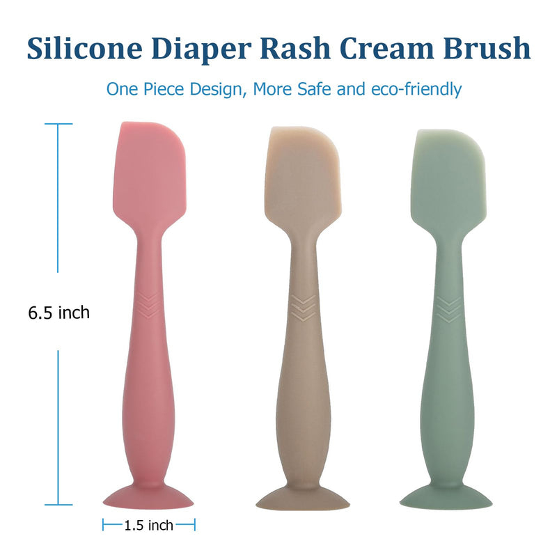 Baby Diaper Cream Spatula, Seeway 3 pack Baby Butt Paste Spatula, Diaper Cream Applicator, Silicone Butt Spatula for Newborn Babies (dark pink, green, brown) red+brown+green - BeesActive Australia