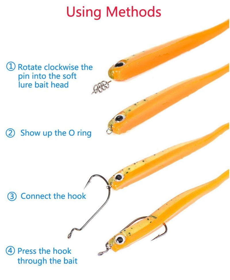Hyamass 15mm/26mm/33mm/42mm Soft Lure Bait Spring Twist Lock Outdoor Fishing Crank Hook Centering Pin for Soft Lure Bait Worm Crank Nickel-B: 26*5mm 100pcs - BeesActive Australia