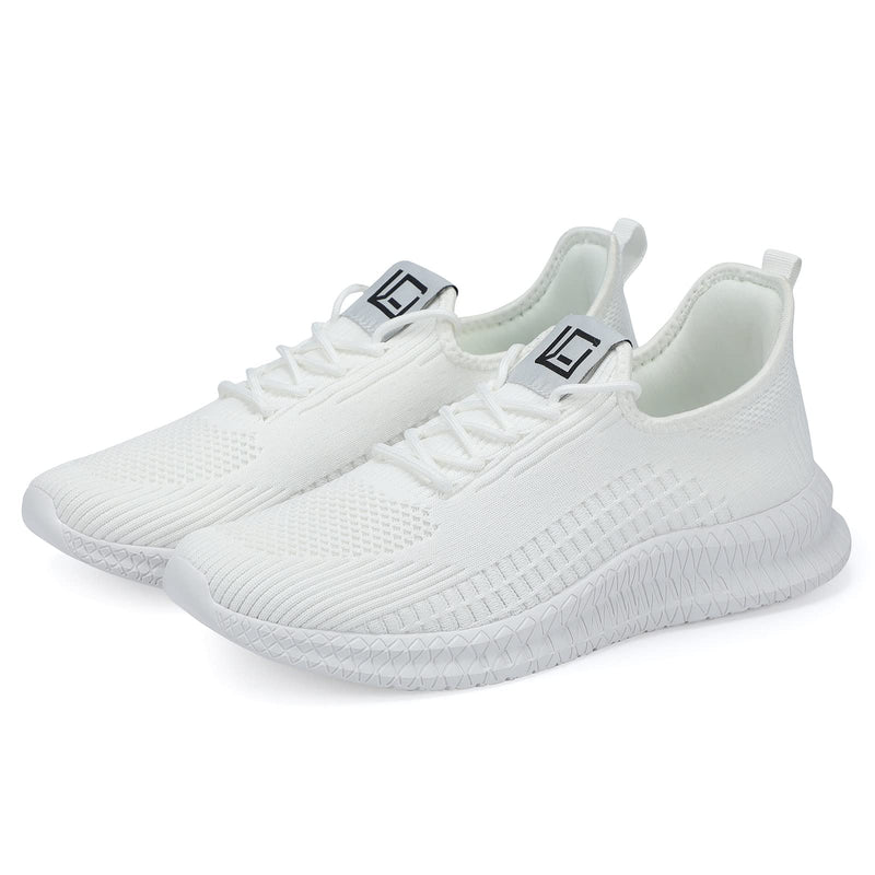 LCGJR Men's Running Shoes Ultra Lightweight Breathable Comfortable Walking Shoes Casual Fashion Sneakers Mesh Workout Shoes 7 White - BeesActive Australia