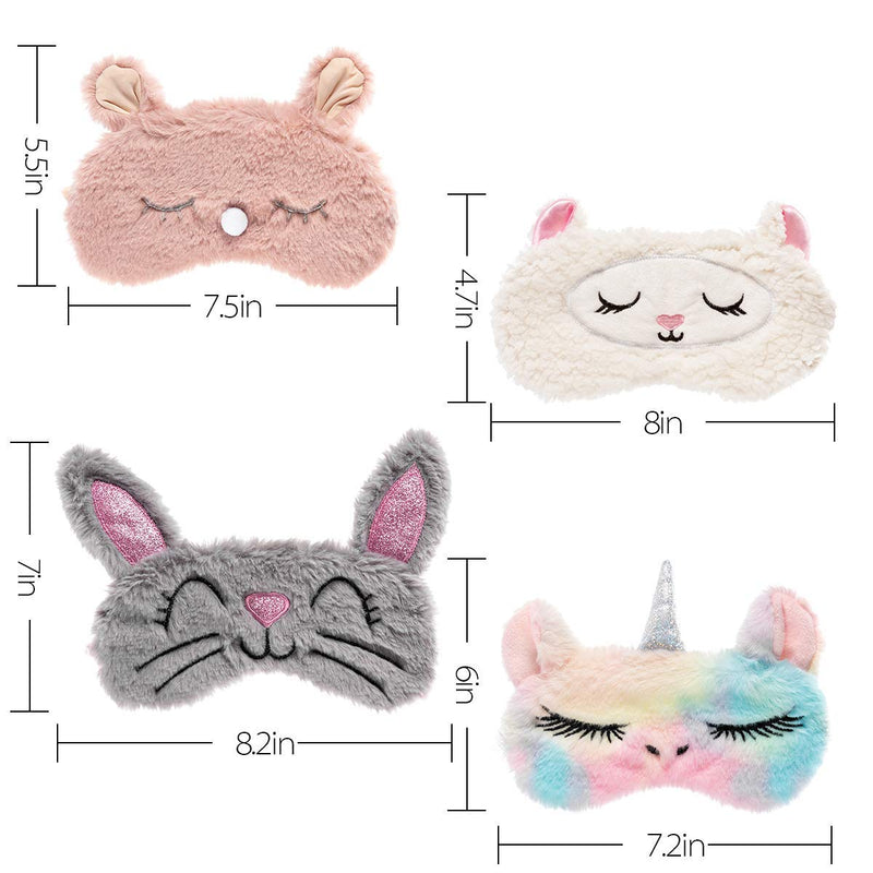 Biubee 8 Pack Cute Animal Eye Mask- Unicorn Alpaca Rabbit Bear Sleeping Mask Soft Plush Blindfold Cute Unicorn Horn Sleep Mask Eye Covers Eyeshade for Girls Women Kids Travel Nap Sleep Overnight Party Animal Eye Masks- 8 Set - BeesActive Australia