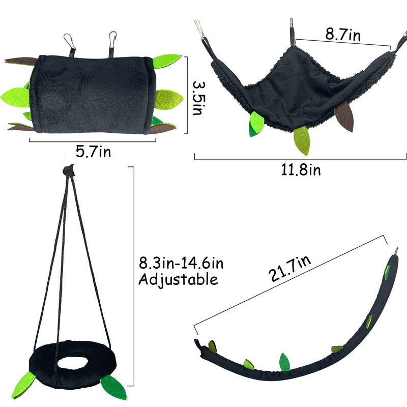 Hamiledyi 5PCS Hamster Hammock Small Animals Hanging Warm Bed House Rat Cage Nest Accessories Toy Hanging Tunnel Soft Bed Rope and Swing for Sugar Glider Squirrel Hamster Playing Sleeping - BeesActive Australia