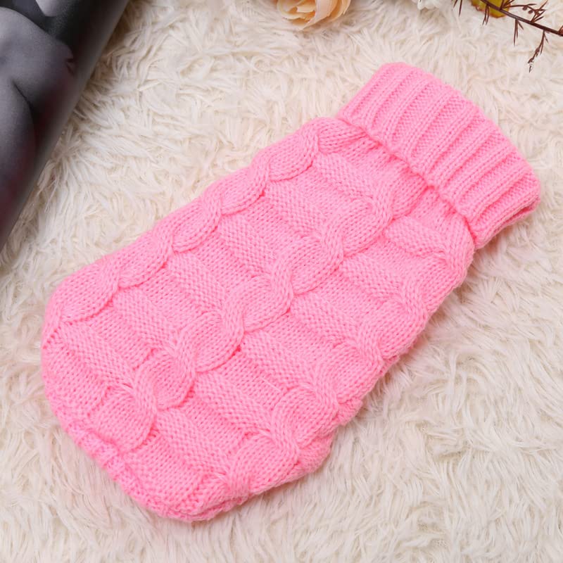 Set of 2 Dog Sweater for Small Dogs, Winter Warm Turtleneck Knitted Chihuahua Sweater, Girl Dog Clothes, Red Cute Pet Knitwear Sweaters Soft Puppy Cold Weather Outfits Doggie Cat Clothing Medium Pink+Green - BeesActive Australia