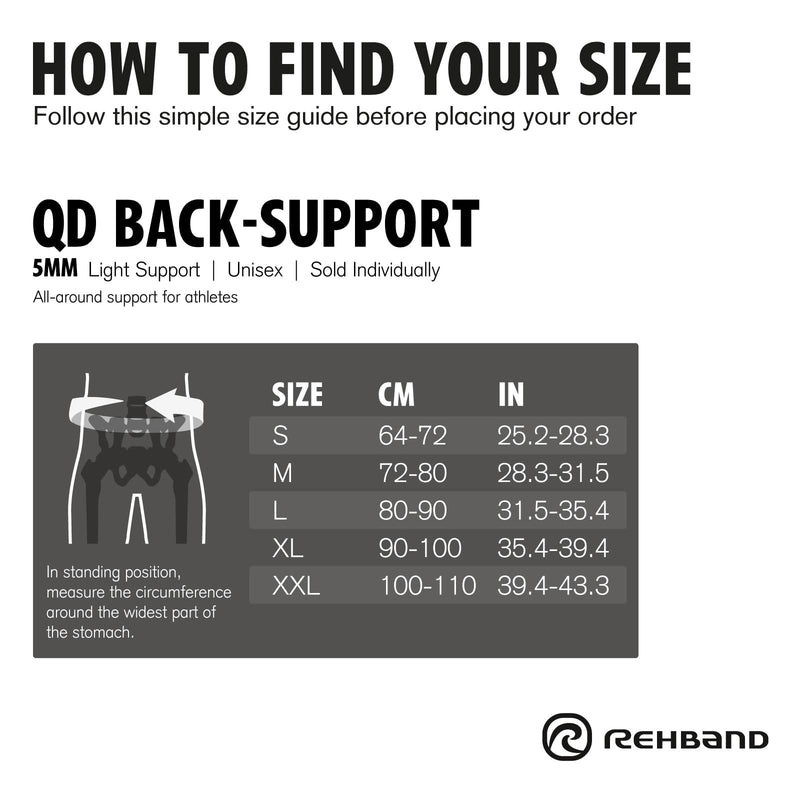 Rehband QD Back Support, 1 Piece, Back Compression 5mm Neoprene, Stability Black XX-Large - BeesActive Australia