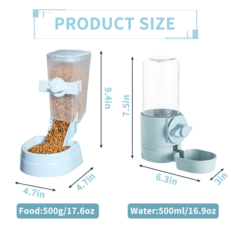 BNOSDM Rabbit Automatic Food Feeder and Water Dispenser Bunny Gravity Feeding Station Waterer Set Hanging Self-Dispensing Feeder for Ferret Guinea Pig Chinchilla Kitten Grey - BeesActive Australia