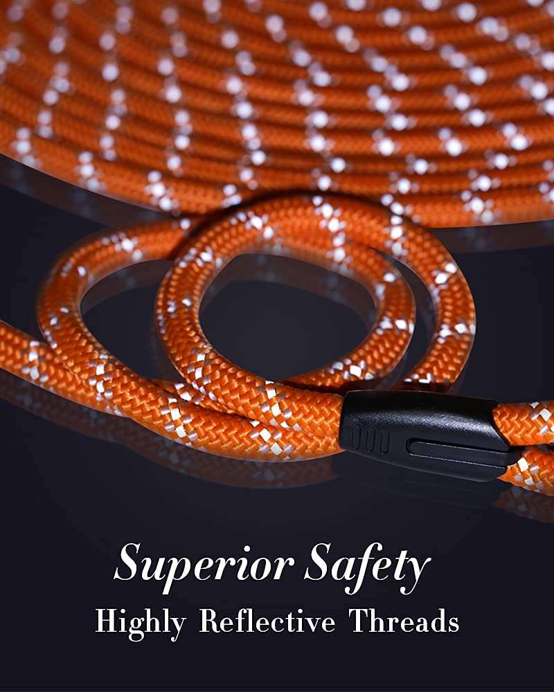 Long Rope Leash for Dog Training 16FT 30FT 50FT, Reflective Threads Check Cord Recall Training Agility Dog Lead, Great for Large Medium Small Dogs Training Playing, Camping, or Backyard 10mm*30FT Orange - BeesActive Australia