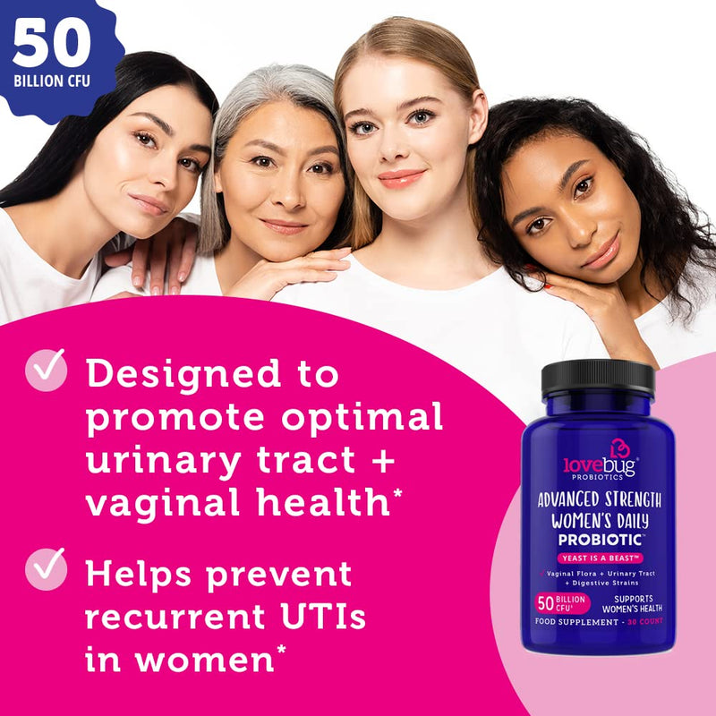 Lovebug Advanced Strength Women�s Probiotic | Clinically Studied Ingredients | Multi-Strain 50 Billion CFU | 30 Capsules 30 Count (Pack of 1) - BeesActive Australia